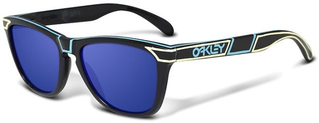 Petterson Frogskins in 25/50 - Black w/ White Blue Pinstripe / Ice Iridium