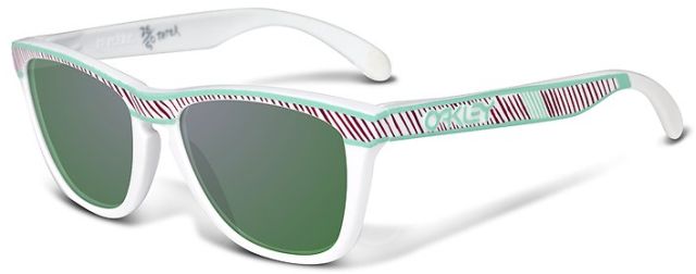 Petterson Frogskins in 28/50 - White w/ Black Stripes / Emerald Iridium