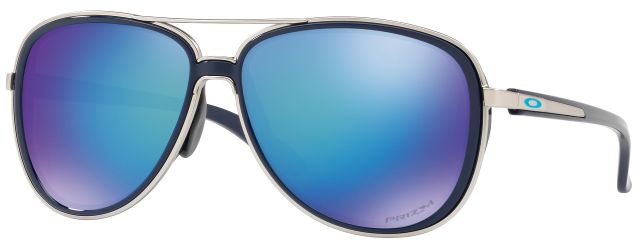 Split Time in Navy - Satin Chrome / Prizm Sapphire Iridium Polarized