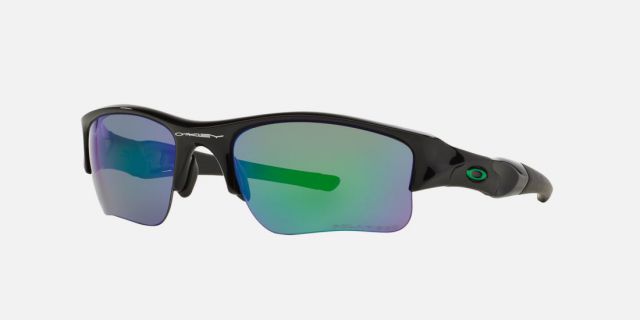 Flak Jacket XLJ in Polished Black / Jade Iridium Polarized