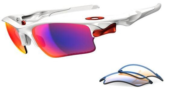 Fast Jacket XL in Polished White w/Black Iridium (Vented) / OO Red Iridium Polarized