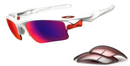 Fast Jacket XL in Polished White / OO Red Iridium Polarized / G40