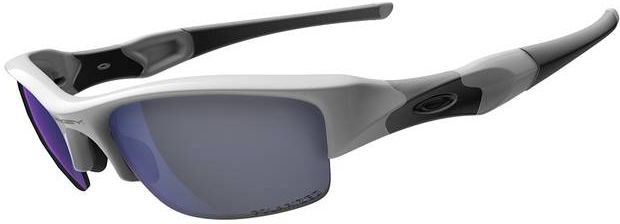 Flak Jacket (AF) in Polished White / Deep Blue Polarized