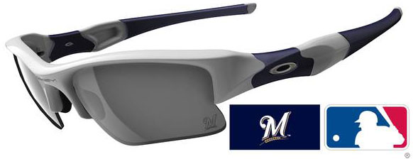 Flak Jacket XLJ in Milwaukee Brewers - Polished White / Black Iridium