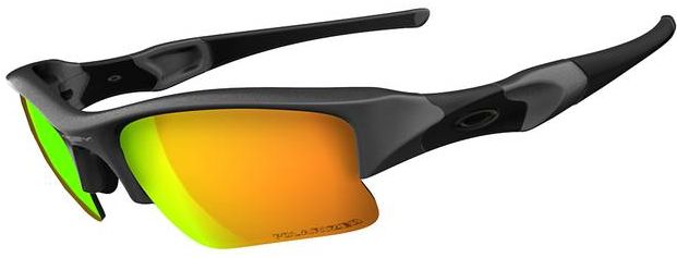 Flak Jacket XLJ in Dark Grey / Fire Iridium Polarized