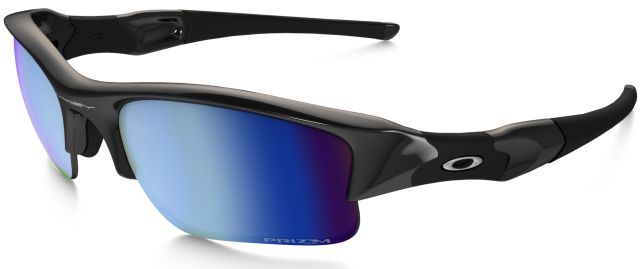 Flak Jacket XLJ in Polished Black / Prizm Deep Water Polarized
