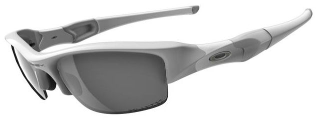 Flak Jacket in Polished White / Black Iridium Polarized