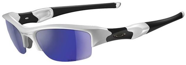 Flak Jacket in Polished White / Deep Blue Polarized