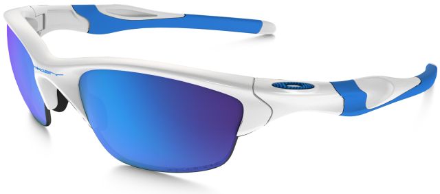 Half Jacket 2.0 (AF) in Fingerprint Polished White - Sky Blue / Sapphire Iridium Polarized
