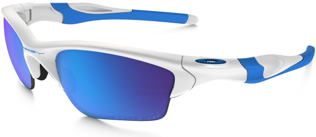 Half Jacket 2.0 XL in Fingerprint Polished White - Sky Blue / Sapphire Iridium Polarized