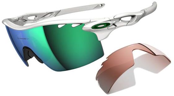 RadarLock XL Blades in Polished White w/VR28 (Vented) / Jade Iridium