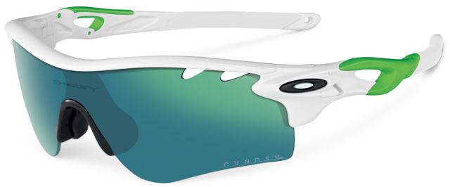 RadarLock Path in Polished White - Green w/VR28 / Jade Iridium